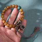 Fortune Jewel Natural Tibetan Camel Bone Swastika Dzi Bead Shankha Buddha Charm Kirtimukha Luck Protection Tassel Bracelet