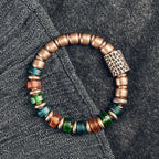 Fortune Jewel Tibetan Colorful Glass Beads Copper Wealth Bracelet