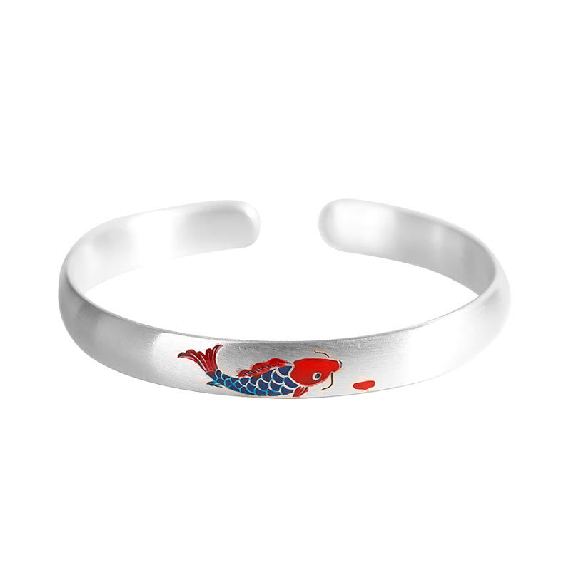 Fortune Jewel 999 Sterling Silver Koi Fish Luck Cuff Bracelet Bangle