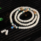 Fortune Jewel Natural White Bodhi Seed Mala 108 Beads Wealth Bracelet