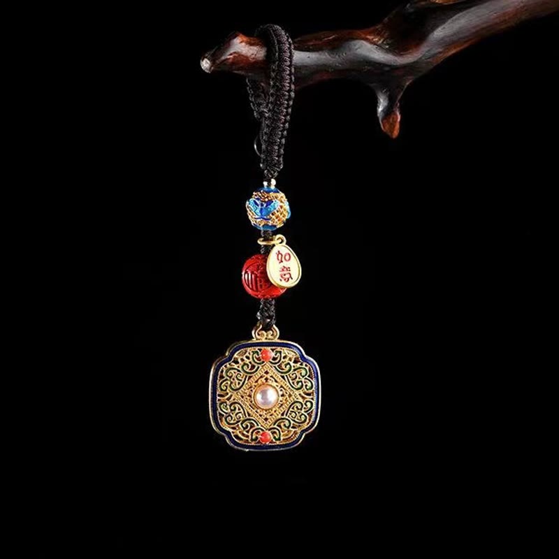 Fortune Jewel Fu Character Blessing Ruyi Charm Key Chain