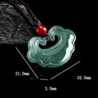 Fortune Jewel Natural Green Jade Chinese Lock Charm Luck Necklace Pendant