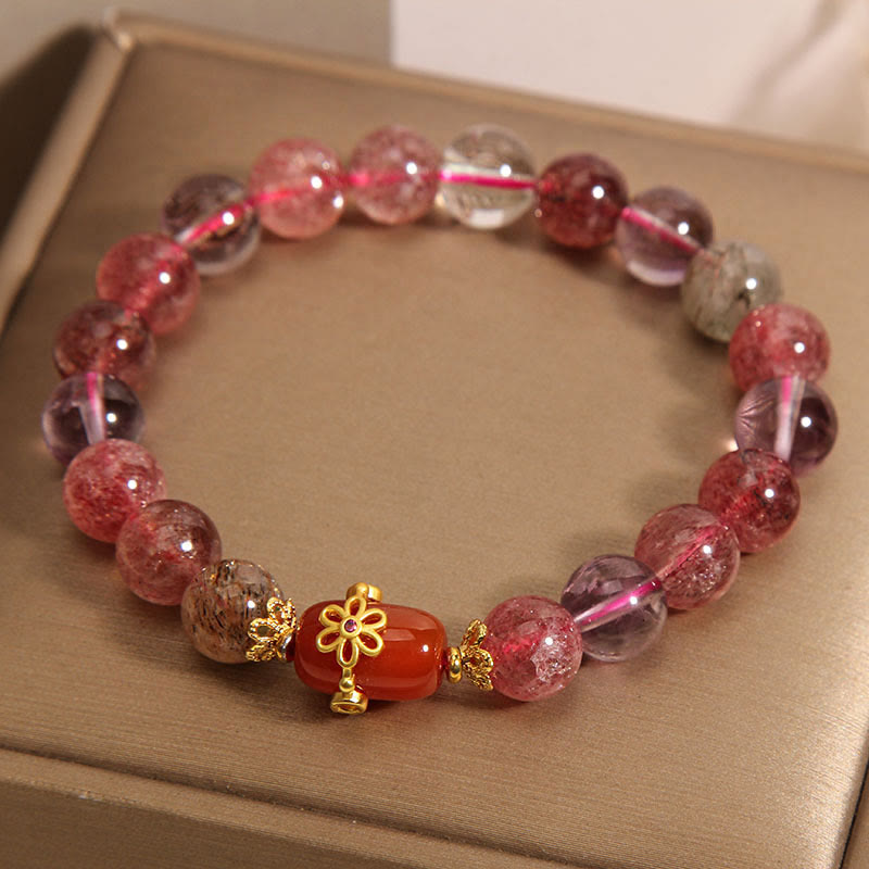 Fortune Jewel Natural Super Seven Crystal Red Agate Positivity Bracelet