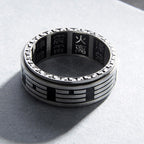 Fortune Jewel Bagua Yin Yang Titanium Steel Balance Rotatable Ring Fortune Jewel