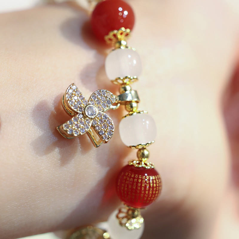 Fortune Jewel Windmill Chinese Lock Charm Fu Character Blessing Bracelet