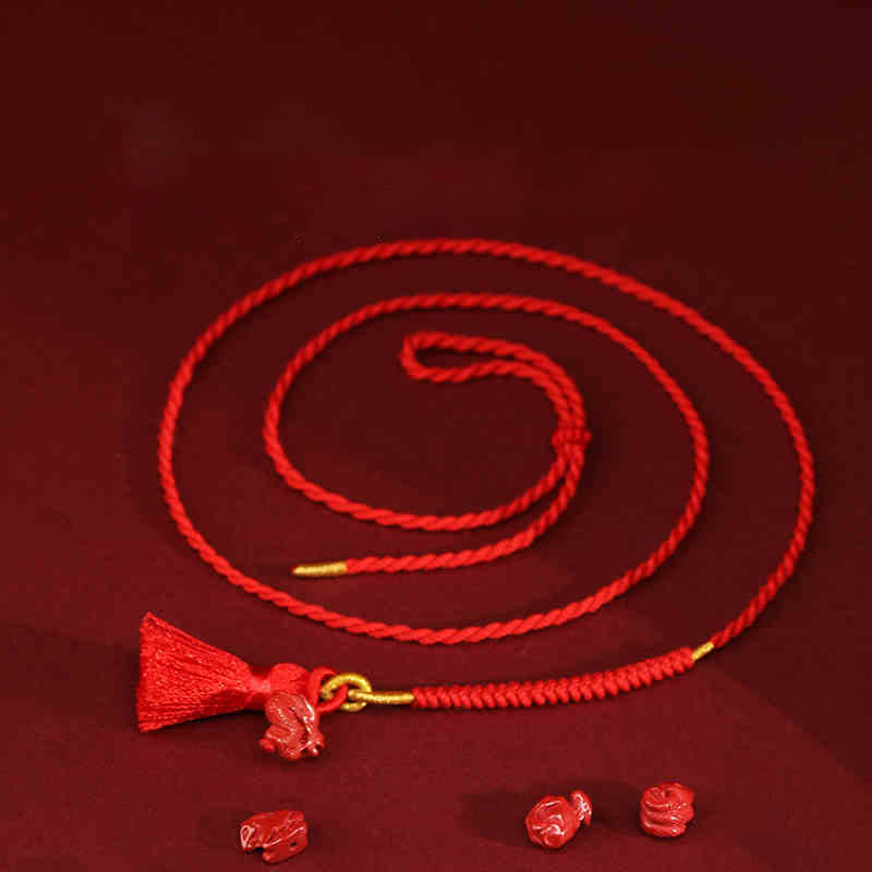 Fortune Jewel Natural Cinnabar Dragon Blessing Red String Belly Chain