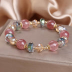 Fortune Jewel Natural Strawberry Quartz Colorful Crystal Positive Bracelet