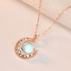 Fortune Jewel 925 Sterling Silver Moonstone Moon Pattern Love Necklace Pendant