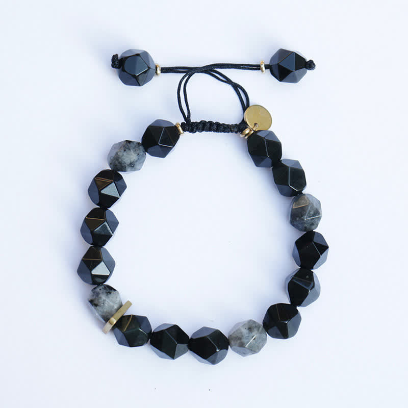 Fortune Jewel Black Obsidian Black Glitter Stone Purification Bracelet