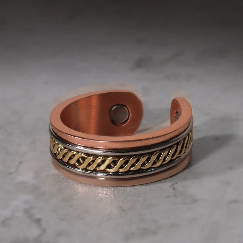 Fortune Jewel Magnetic Copper Balance Adjustable Cuff Bracelet Bangle Ring