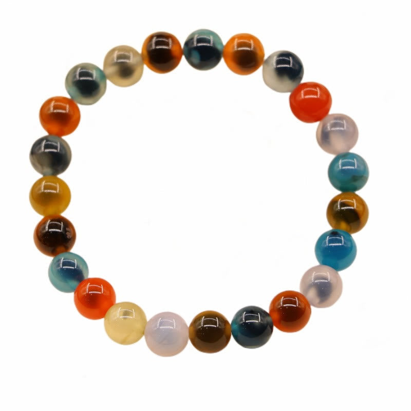 Fortune Jewel Colorful Candy Agate Healing Strength Bead Bracelet