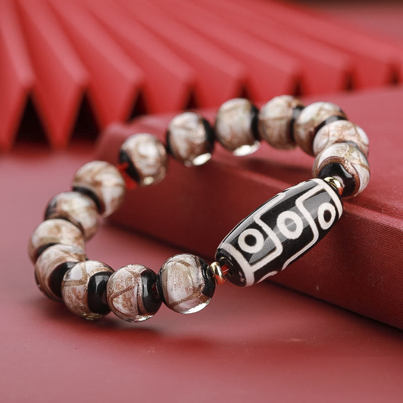 Fortune Jewel Tibetan Nine-Eye Dzi Bead Three-eyed Dzi Bead Liuli Glass Bead Wealth Bracelet