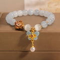 Fortune Jewel Aquamarine Cat's Eye Healing Butterfly Pearl Charm Bracelet