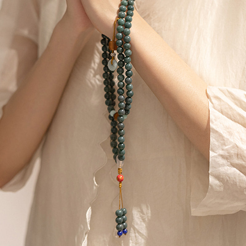 Fortune Jewel 108 Beads Bodhi Seed Blessing Meditation Bracelet Mala
