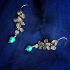 Fortune Jewel 925 Sterling Silver Turquoise Lazurite Flower Leaf Serenity Protection Hook Drop Dangle Earrings