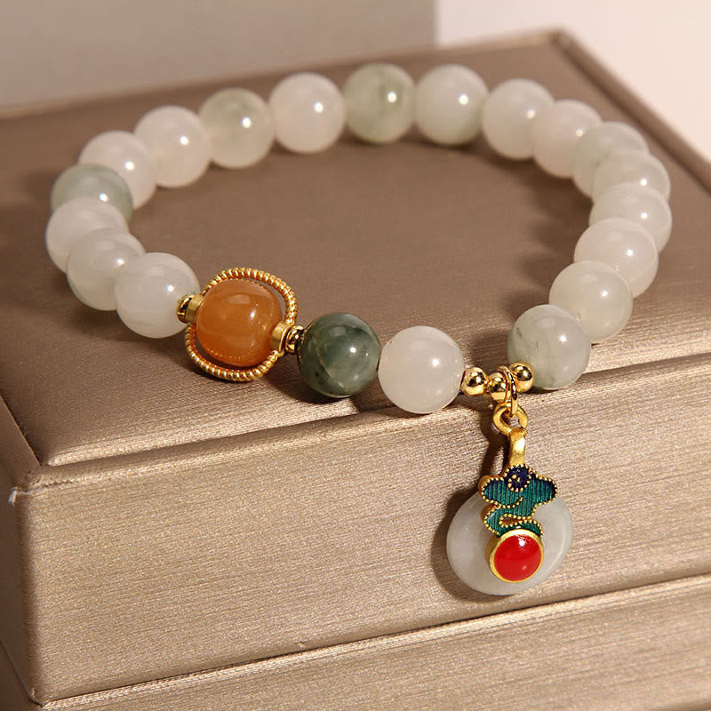 Fortune Jewel Jade Auspicious Clouds Red Agate Citrine Prosperity Bracelet