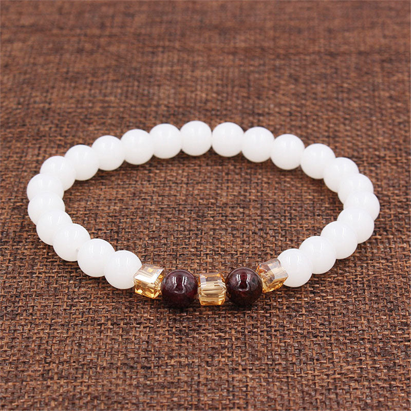 Fortune Jewel Natural White Jade Protection Bracelet