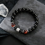Fortune Jewel Natural Black Obsidian Tiger Eye Strength Fulfillment Bracelet