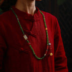 Fortune Jewel 108 Mala Beads Cyan Jade Red Agate Laughing Buddha Luck Bracelet Fortune Jewel