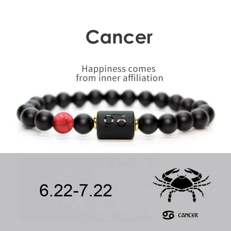 Fortune Jewel 12  Constellations of the Zodiac Black Onyx Adjustable Bracelet
