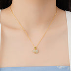 Fortune Jewel 925 Sterling Silver Hetian Jade Gourd Abundance Necklace Pendant