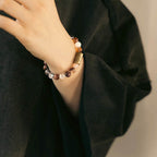 Fortune Jewel White Crystal Red Hematoid Quartz Gold Rutilated Quartz Purple Phantom Protection Bracelet