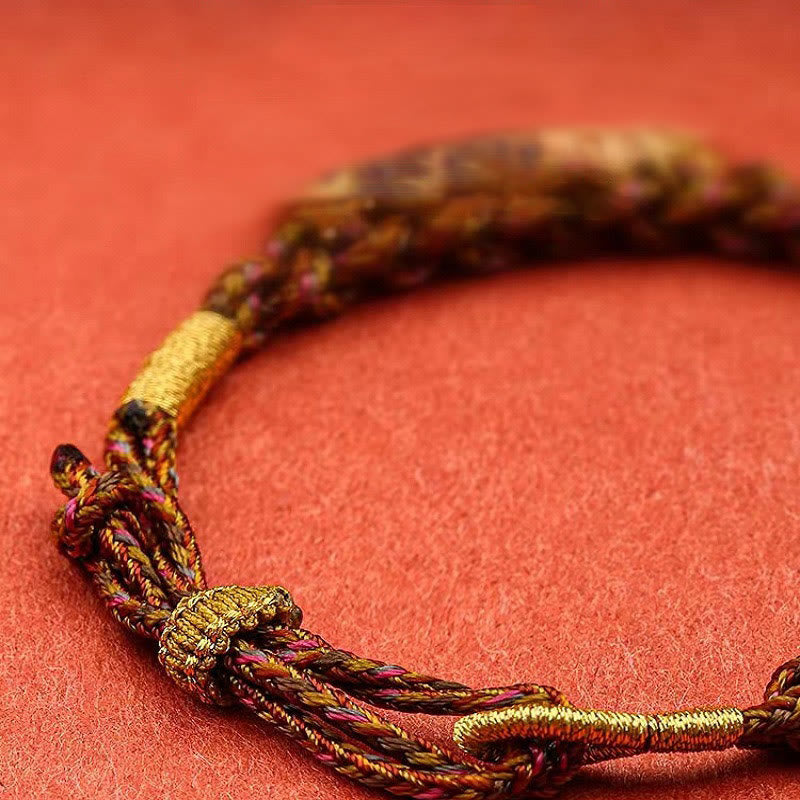 Fortune Jewel Tibetan Five God Of Wealth Thangka Luck Braid String Bracelet