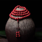 Fortune Jewel 108 Mala Beads Cinnabar Om Mani Padme Hum Pattern Engraved Blessing Bracelet