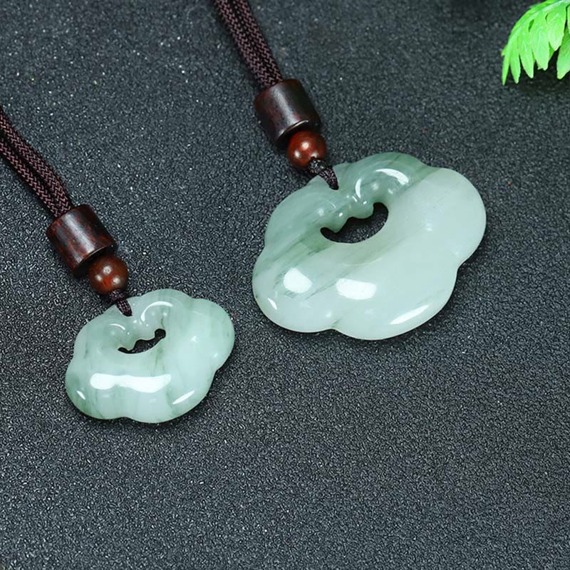 Fortune Jewel Tianshan Jade Golden Silk Jade Chinese Lock Charm Abundance Necklace Pendant