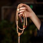 Fortune Jewel 108 Beads Bodhi Seed Red Agate Deer Head Wisdom Mala Bracelet