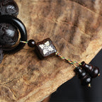 Fortune Jewel Ebony Wood Chinese Character Yin Yang Engraved Gourd Balance Bracelet Fortune Jewel