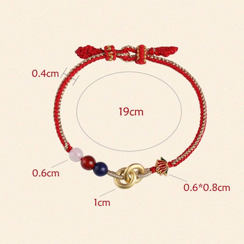 Fortune Jewel 925 Sterling Silver Double Peace Buckle Lotus Auspicious Bracelet