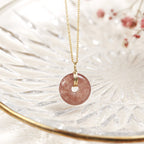 Fortune Jewel 925 Sterling Silver Strawberry Quartz Healing Positive Necklace
