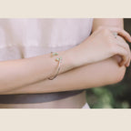 Fortune Jewel Leaf Pattern Cat Eye Support Cuff Bracelet Bangle