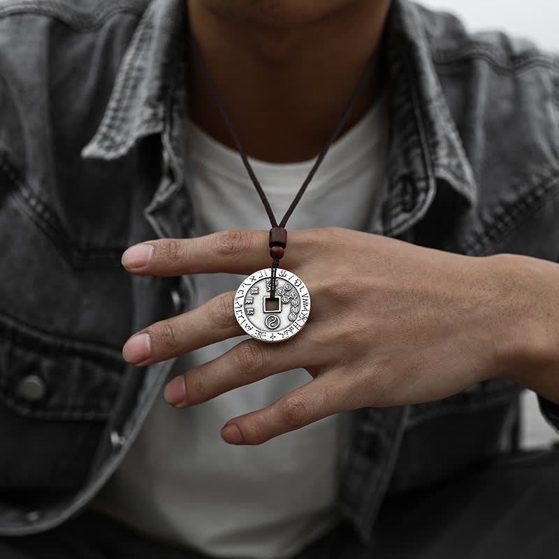 Fortune Jewel Bagua Yin Yang Copper Coin Star Balance Energy Necklace Pendant Fortune Jewel