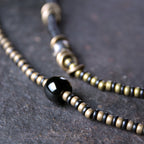 Fortune Jewel Ebony Wood Dzi Bead Copper Peace Couple Bracelet Necklace Pendant