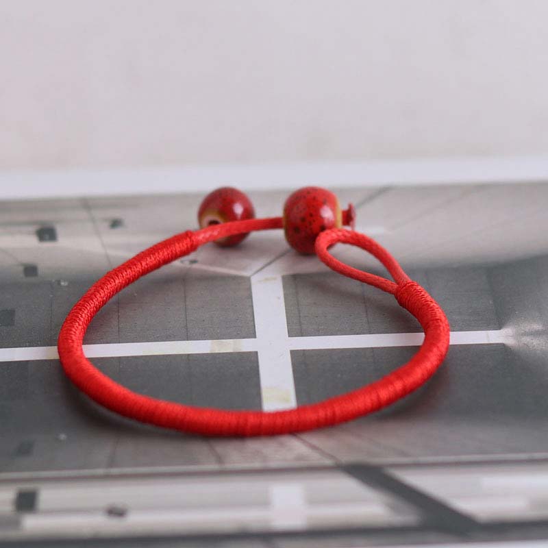 Fortune Jewel FengShui Lucky Red String Ceramic Bracelet