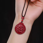 Fortune Jewel Year of the Dragon Natural Cinnabar Dragon Protection Necklace Pendant