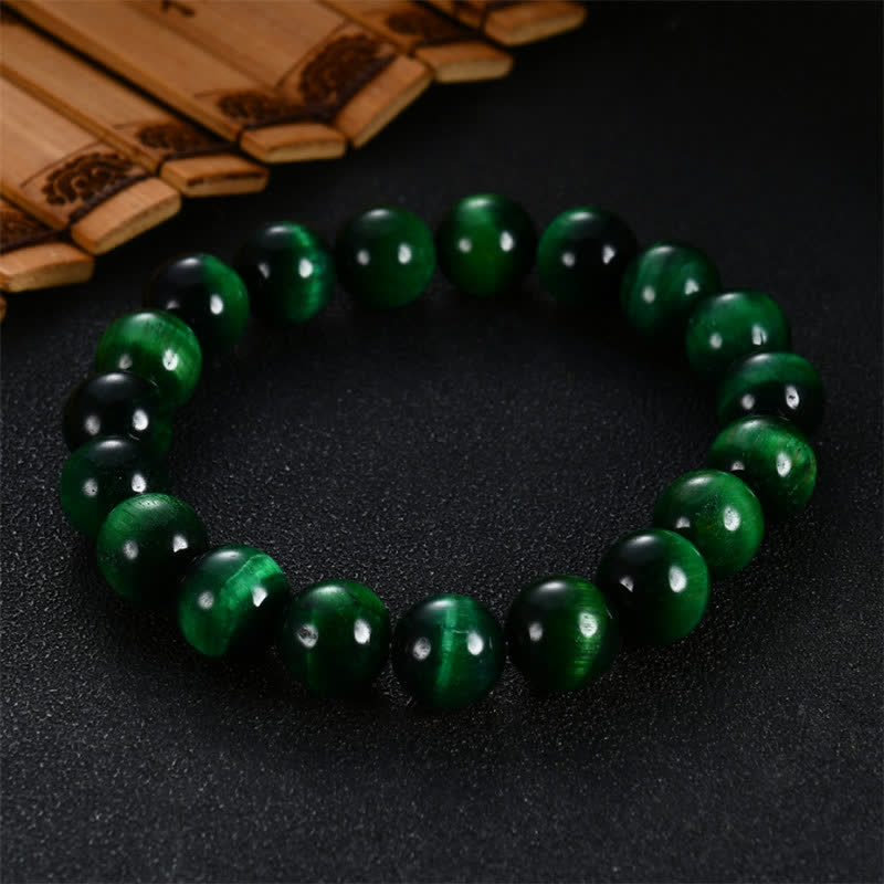 Fortune Jewel Natural Green Tiger Eye Strength Bracelet