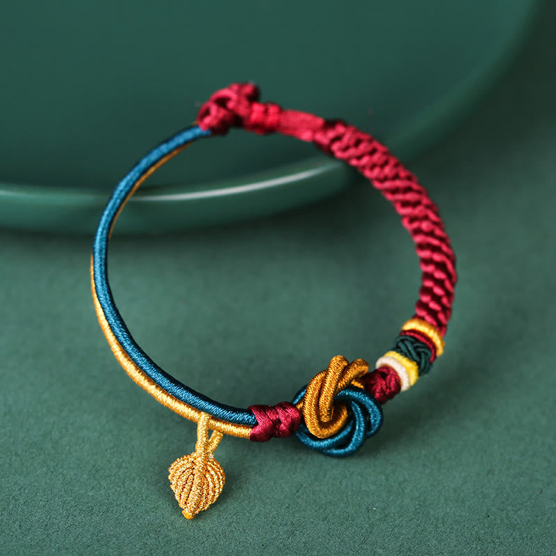 Fortune Jewel Tibetan Handmade Mandala Knot Leaf Luck Rope Bracelet