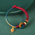 Fortune Jewel Tibetan Handmade Mandala Knot Leaf Luck Rope Bracelet