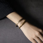 Fortune Jewel Lava Rock Stone Copper Balance Cuff Bracelet Bangle