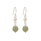 Fortune Jewel 925 Sterling Silver Natural Pearl Jade Wisdom Earrings
