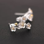 Fortune Jewel 925 Sterling Silver Plum Blossom Floral Blessing Earrings
