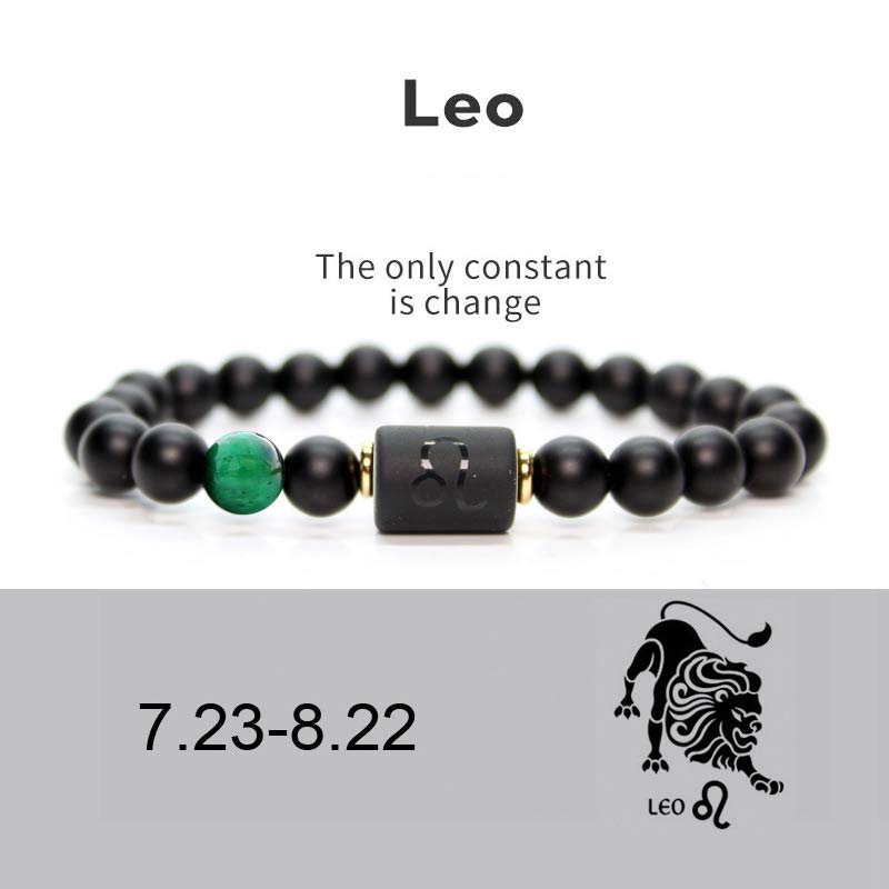 Fortune Jewel 12  Constellations of the Zodiac Black Onyx Adjustable Bracelet