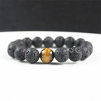 Fortune Jewel Lava Rock Tiger Eye Stone Peace Healing Bracelet