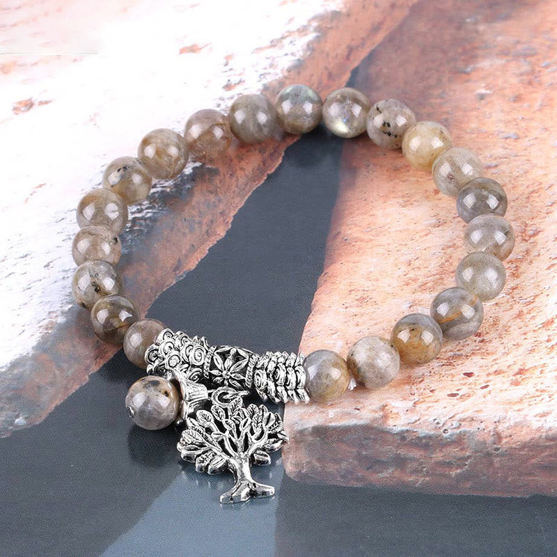 Fortune Jewel Natural Gemstone Tree of Life Lucky Charm Stretch Bracelet