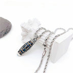 Fortune Jewel Tibetan Om Mani Padme Hum Nine-Eye Dzi Bead Pattern Peace Purity Rotatable Necklace Pendant
