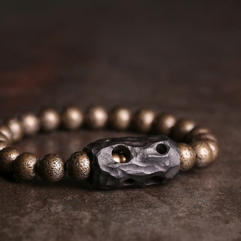 Fortune Jewel Tibet Ebony Wood Copper Peace Balance Beaded Bracelet