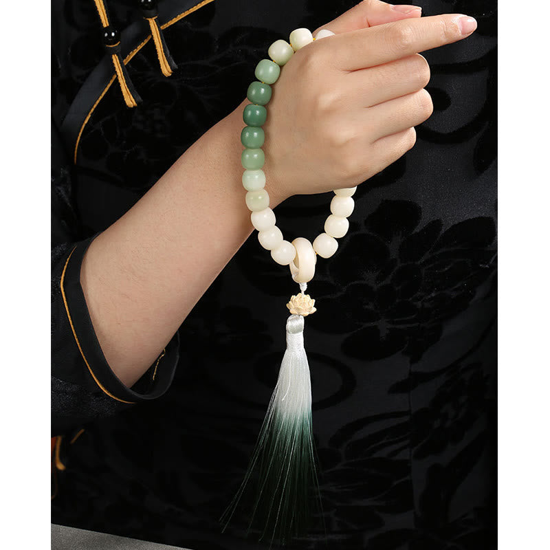 Fortune Jewel Natural Gradient Bodhi Seed Fortune Money Bag Lotus Wisdom Tassel Wrist Mala Fortune Jewel